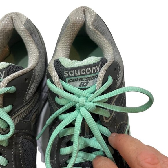 Saucony running shoes women's 6.5 gray teal sneakers Cohesion - Picture 2 of 7